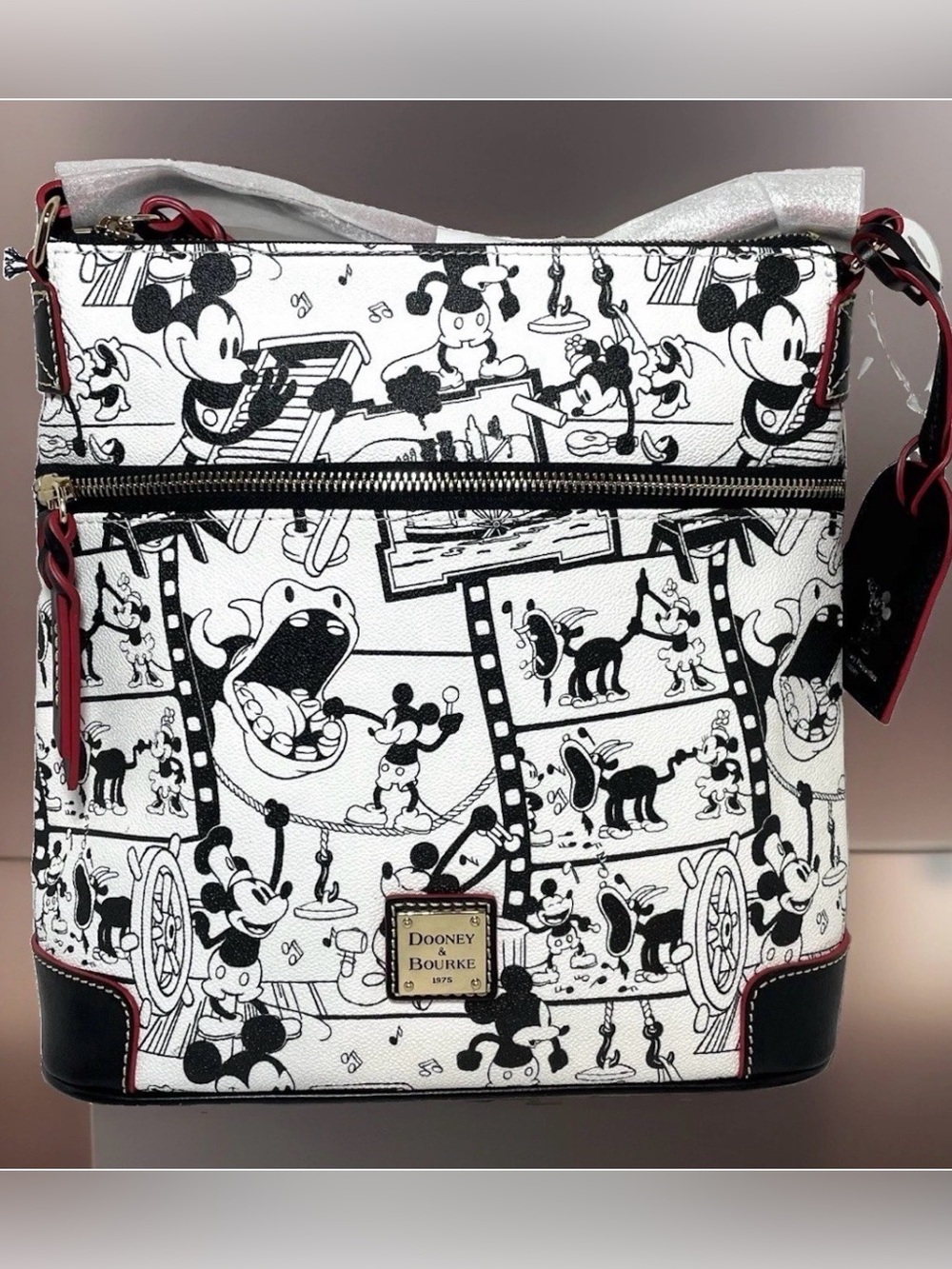 NEW w Tags Dooney & Bourke Disney STEAMBOAT WILLIE B&W Crossbody Purse Bag